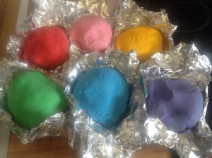 Coloured fondant all ready to shape and roll